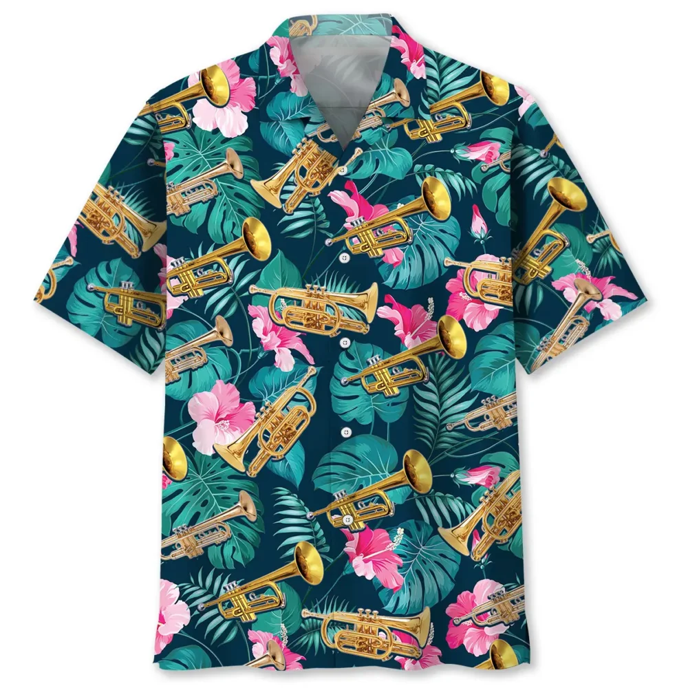 Green Tropical Trumpet Hawaiian Shirt HWBN2762903 - Beltina