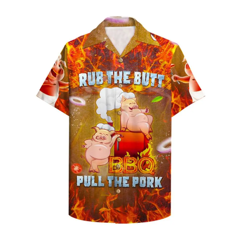 Grilling Rub The Butt Pull The Pork Unisex Hawaiian Shirt Aloha Shirt HWBN2765642 - Beltina