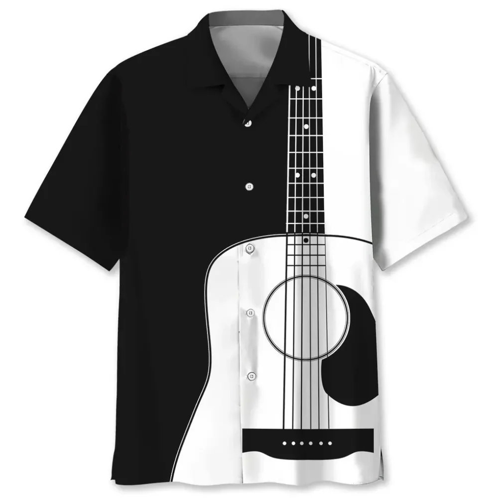 Guitar Black And White Pattern Hawaiian Shirt HWBN2762468 - Beltina