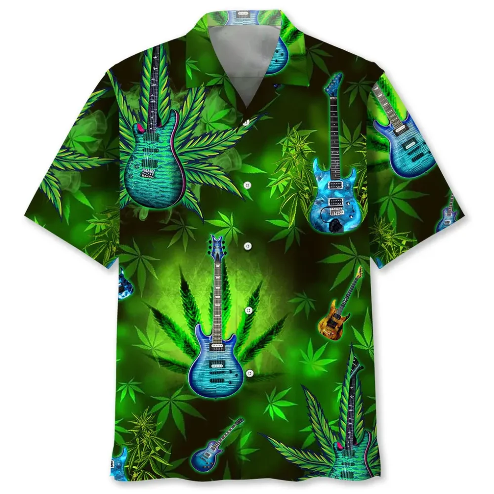 Guitar Green Hawaiian Shirt HWBN2762476 - Beltina