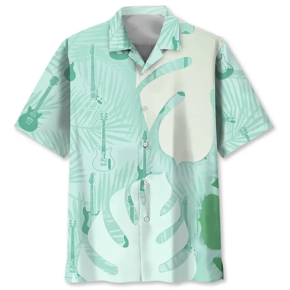 Guitar Green Tropical Hawaiian Shirt HWBN2762473 - Beltina