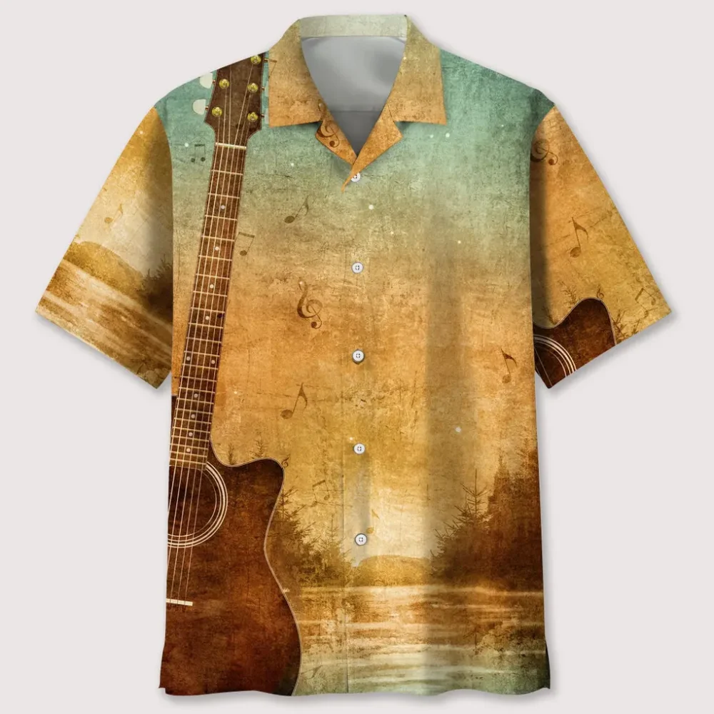 Guitar Old Paper Texture Hawaiian Shirt HWBN2762482 - Beltina