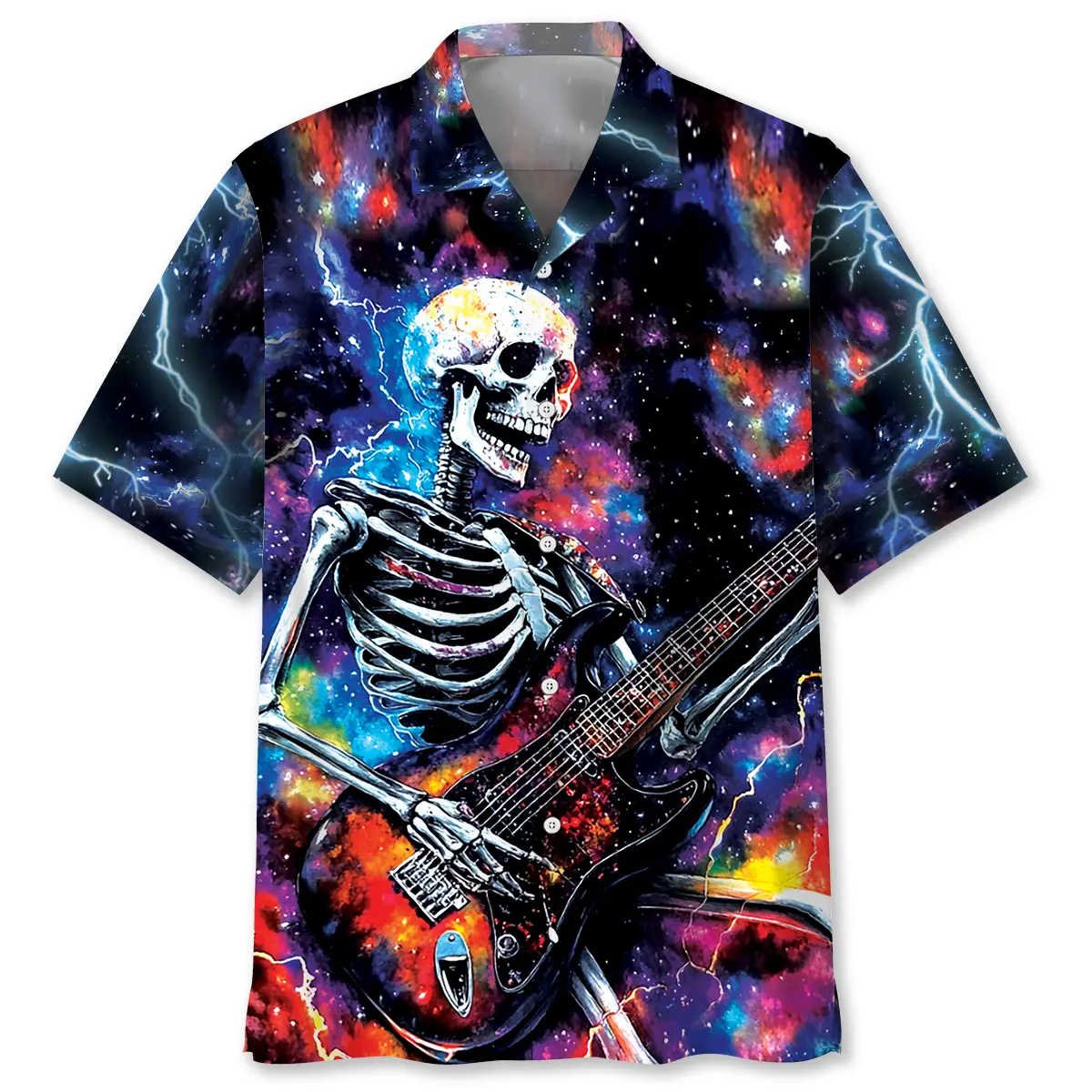guitar-skull-lightning-hawaiian-shirt