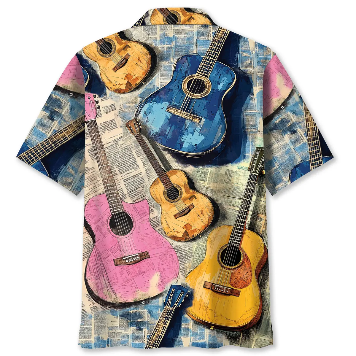 guitar-vintage-newspaper-hawaiian-shirt-1