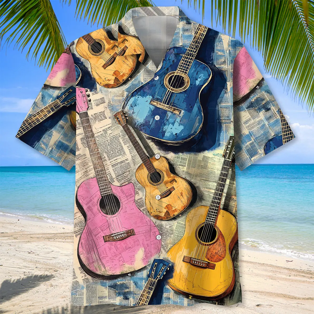 guitar-vintage-newspaper-hawaiian-shirt-2