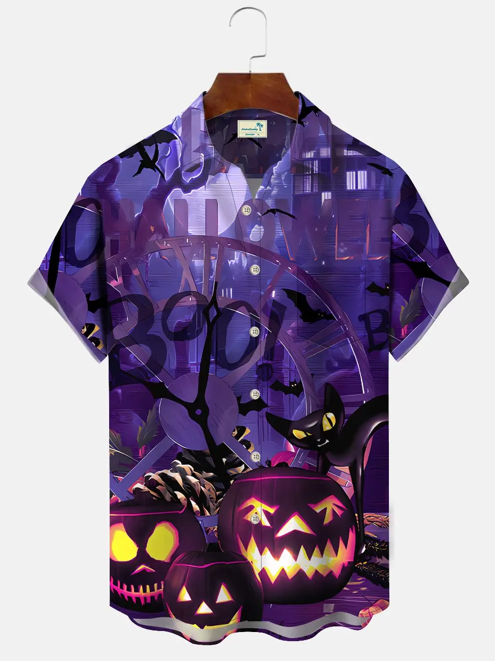 halloween-pumpkin-mens-button-down-casual-hawaiian-shirt