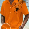 Halloween Spider Print Men's Seersucker Stretch Hawaiian Shirt HWBN2765098 - Beltina