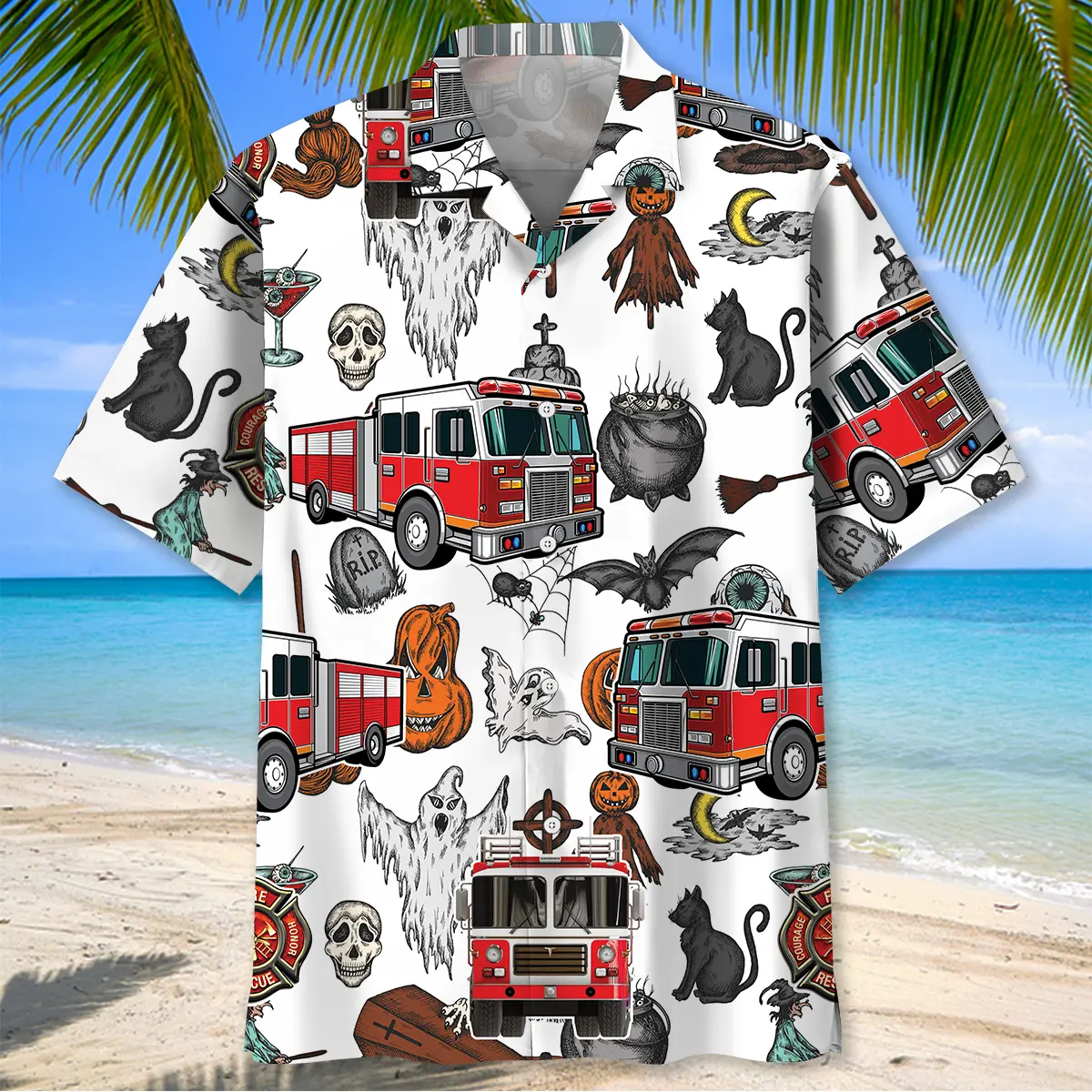 haunted-firefighter-trucks-hawaiian-shirt-2