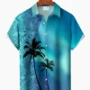 Hawaii Beach Tropical Plant Leaves Flower Aurora Ombre Palm Tree Aloha Hawaiian Shirt HWBN2765337 - Beltina