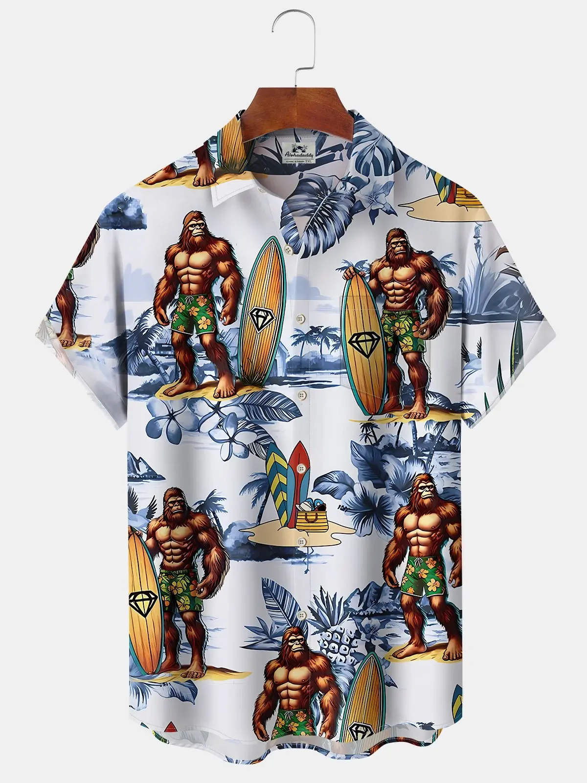 hawaii-bigfoot-print-art-buttons-stretch-large-size-mens-hawaiian-shirt