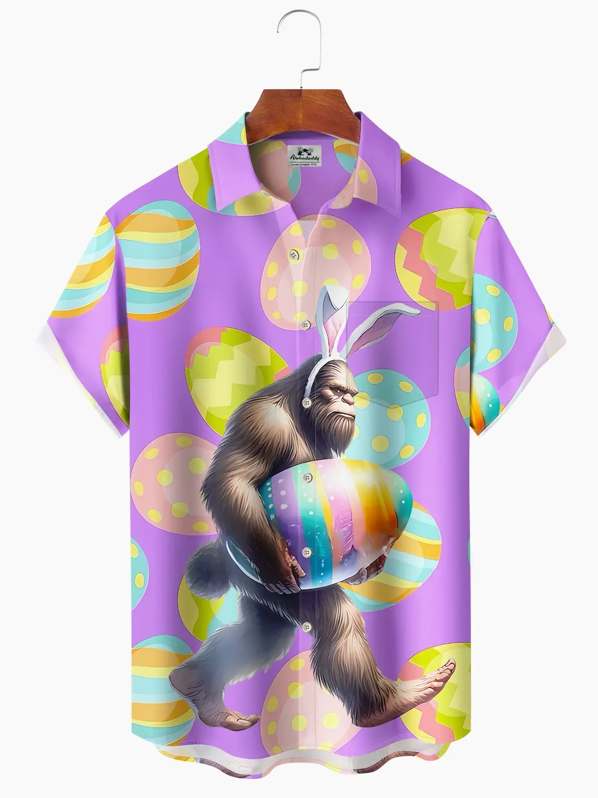 hawaii-easter-bigfoot-print-art-buttons-stretch-large-size-mens-hawaiian-shirt