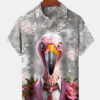 Hawaii Gentleman Flamingo Print Art Button Stretch Large Size Men's Hawaiian Shirt HWBN2765135 - Beltina