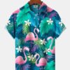 Hawaii Plant Flamingo Print Art Buttons Elastic Large Size Men's Hawaiian Shirt HWBN2765142 - Beltina