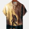 Hawaii Resort Style Bigfoot Print Art Button Stretch Large Size Men's Hawaiian Shirt HWBN2765229 - Beltina