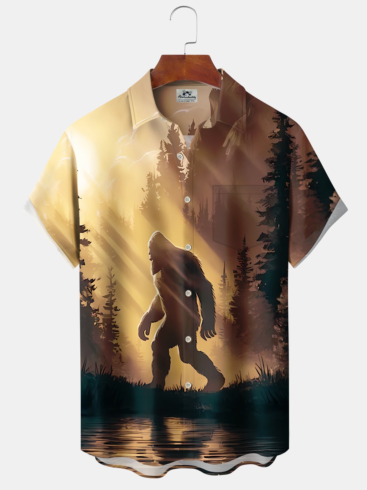 hawaii-resort-style-bigfoot-print-art-button-stretch-large-size-mens-hawaiian-shirt