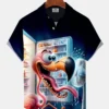 Hawaii Resort Style Hot Flamingo Refrigerator Print Art Button Stretch Large Size Men's Hawaiian Shirt HWBN2765137 - Beltina
