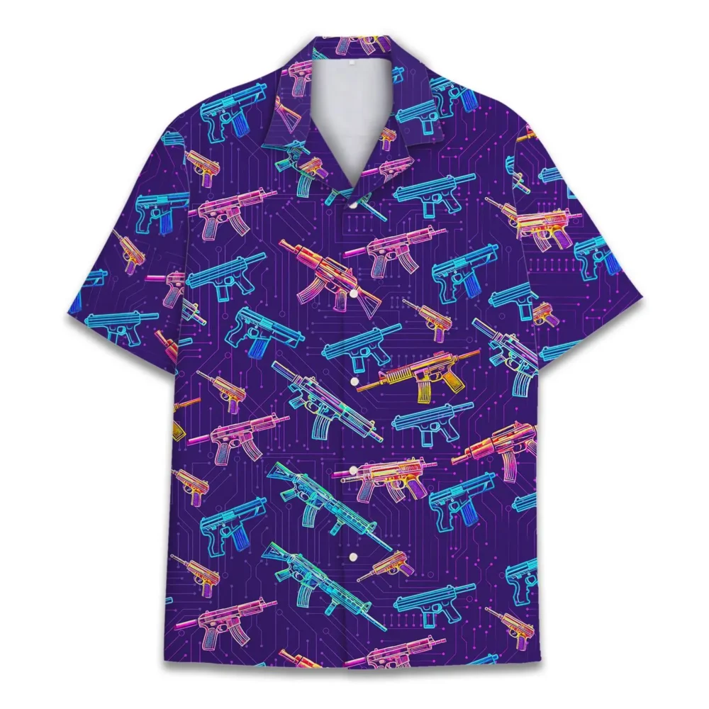 Neon Gun Tropical Pattern Unisex Hawaiian Shirt Aloha Shirt HWBN2765707 - Beltina