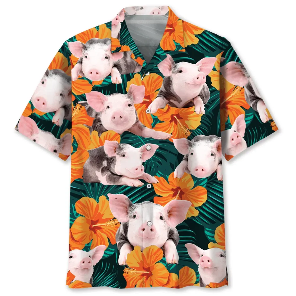 Hibicus Floral Pig Hawaiian Shirt HWBN2762973 - Beltina