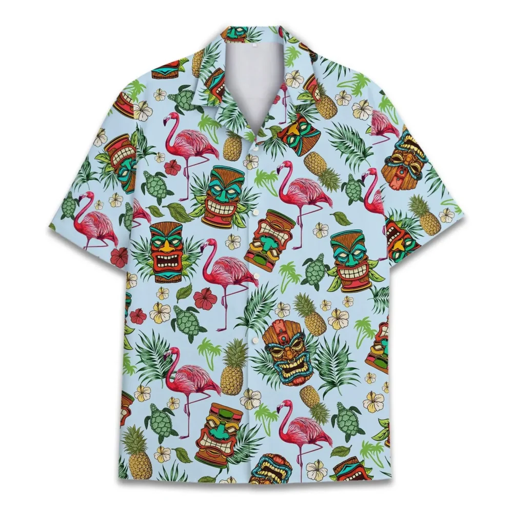 Tropical Tiki Hawaiian Flamingo Unisex Hawaiian Shirt Aloha Shirt HWBN2765690 - Beltina