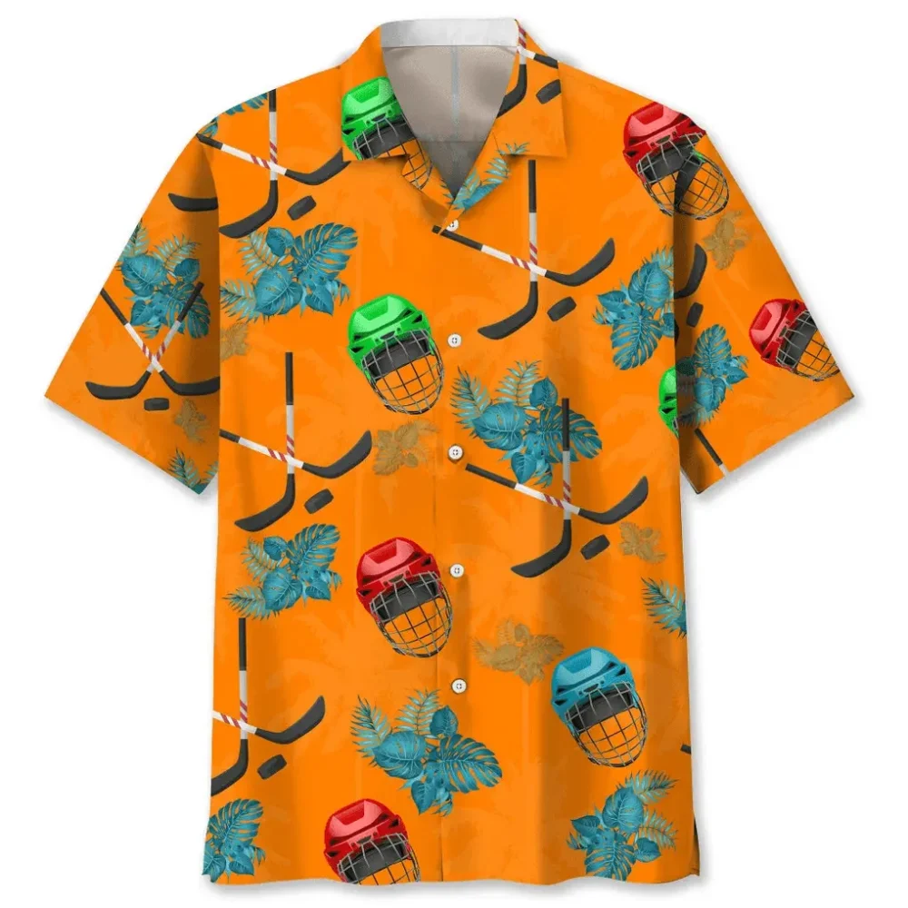 Hockey Tropical Orange Hawaiian Shirt HWBN2762289 - Beltina