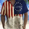 Holiday Men's Independence Day Flag 1776 Printed Casual Breathable Patriotic Hawaiian Shirt HWBN2765079 - Beltina