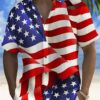 Holiday Men's Independence Day Flag Printed Casual Breathable Hawaiian Shirt Big Tall HWBN2765080 - Beltina