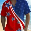 Holiday Men's Independence Day Flag Printed Casual Breathable Hawaiian Shirt Big Tall HWBN2765078 - Beltina