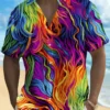 Holiday Men's Pride Month Abstract Art Print Casual Breathable Hawaiian Shirt Big Tall HWBN2765076 - Beltina