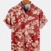 Holiday Style Hawaiian Series Plant Flower Leaf Element Lapel Short-Sleeved Hawaiian Shirt HWBN2765266 - Beltina