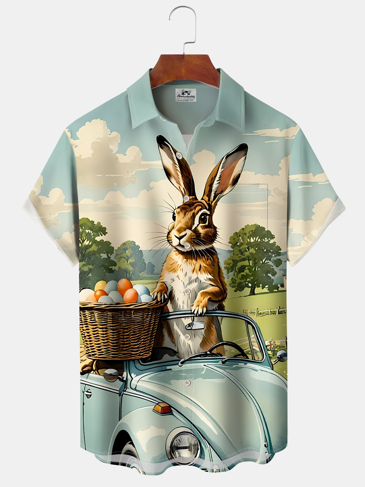 holiday-vintage-biker-easter-egg-bunny-hawaiian-shirt