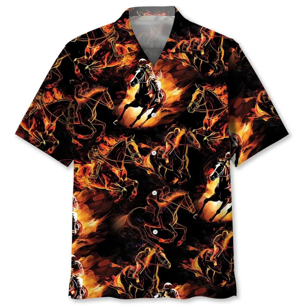 Horse Racing Fire Hawaiian Shirt HWBN2762735 - Beltina