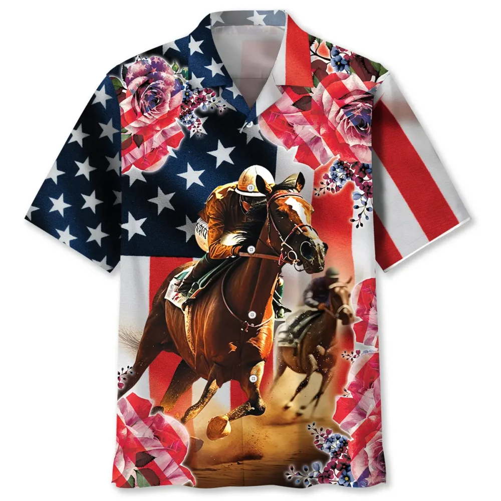Horse Racing Rose Hawaiian Shirt HWBN2762733 - Beltina