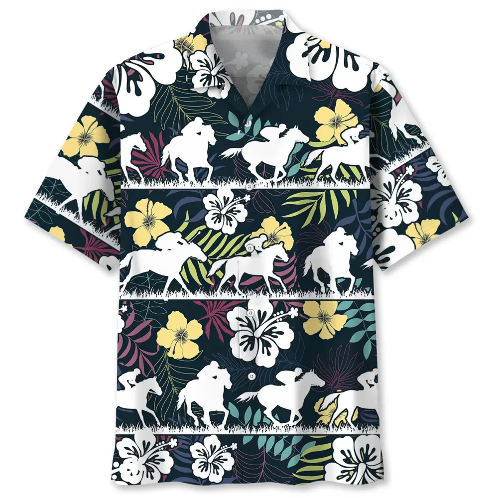 Horse Racing Tropical Hawaiian Shirt HWBN2762734 - Beltina
