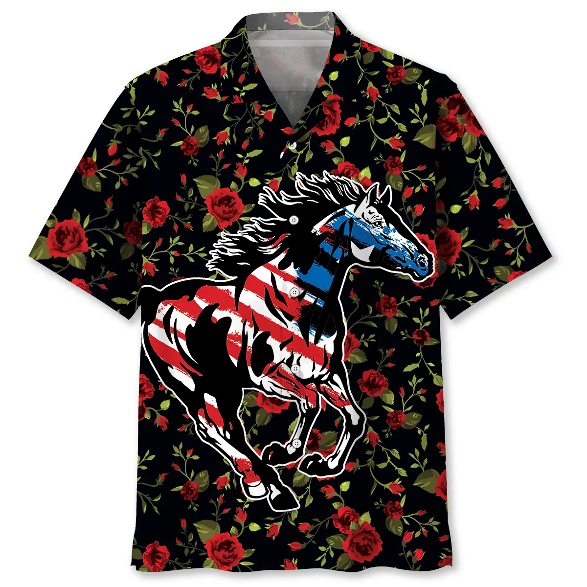 horse-roses-hawaiian-shirt