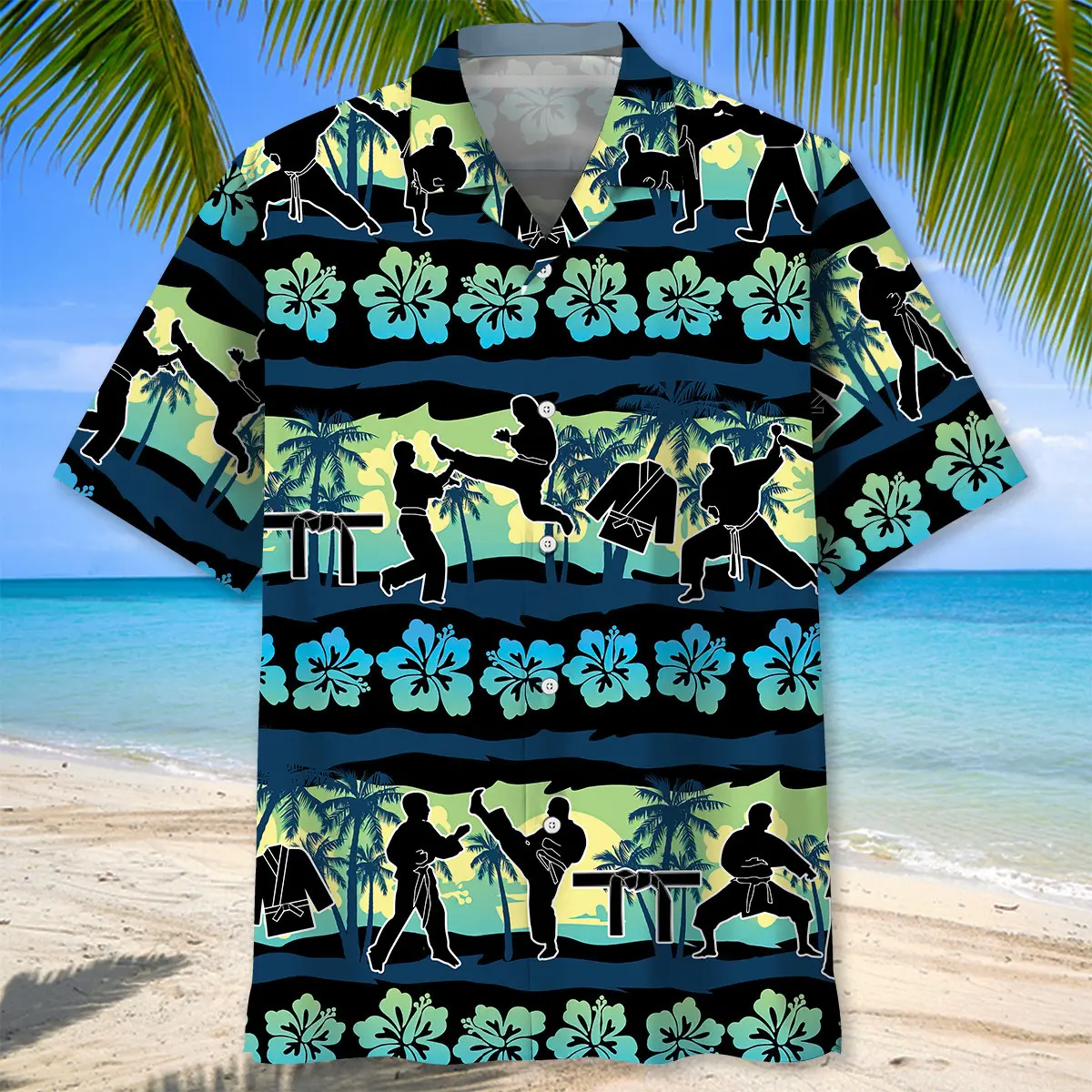 karate-tropical-flower-beach-hawaiian-shirt-1