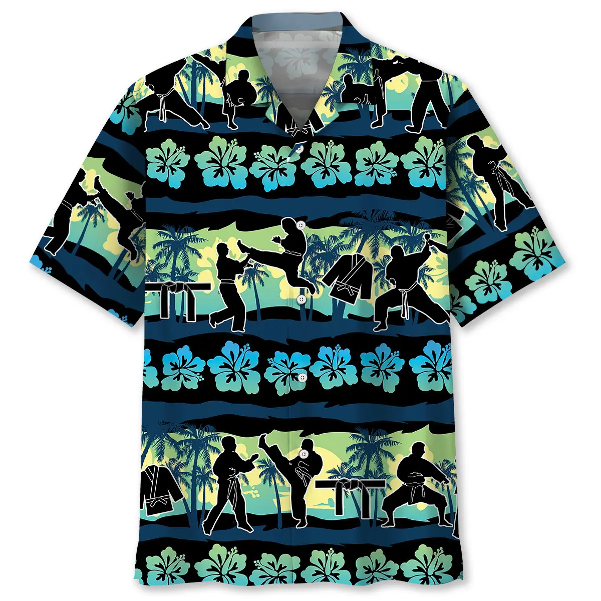 karate-tropical-flower-beach-hawaiian-shirt