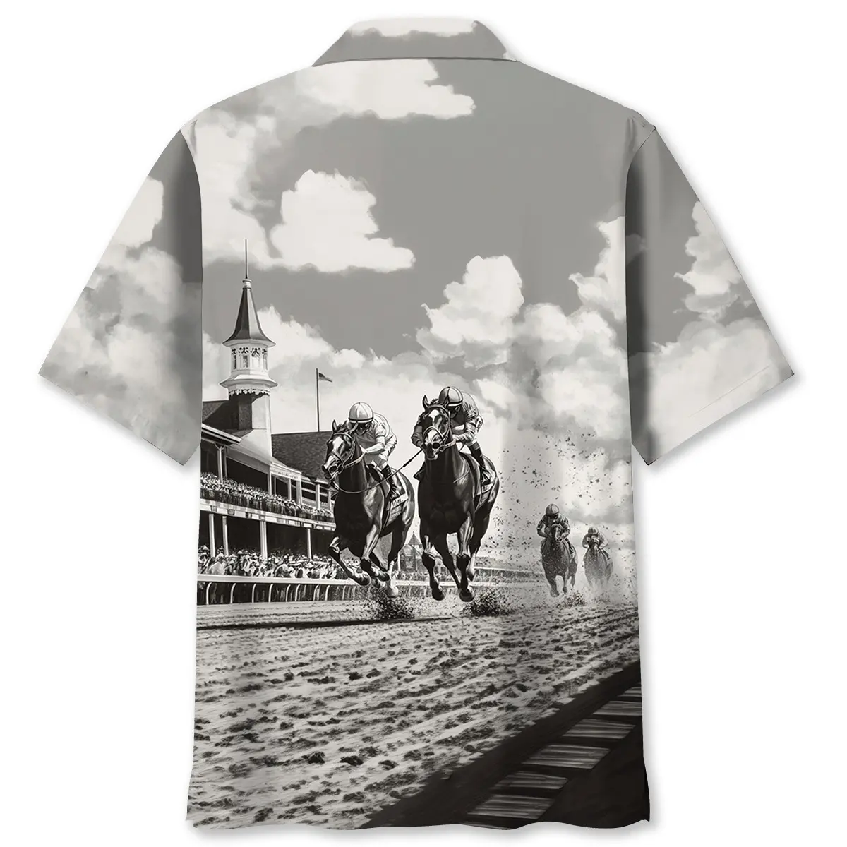 kentuckey-derby-black-and-white-art-hawaiian-shirt-2