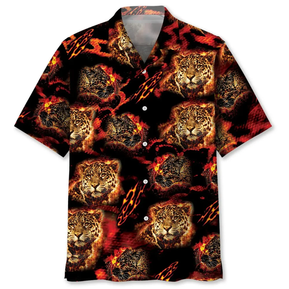 Leopard Fire Hawaiian Shirt HWBN2762943 - Beltina