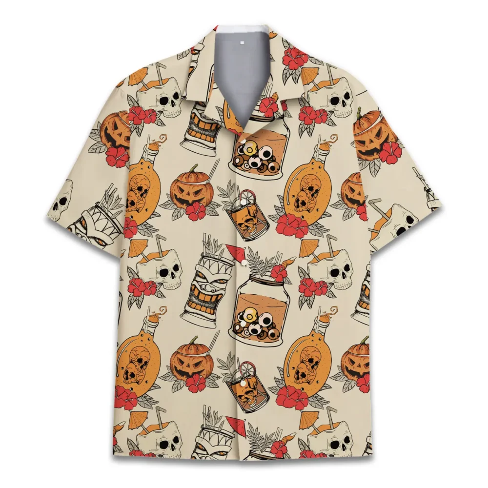 Halloween Skull Unisex Hawaiian Shirt Aloha Shirt HWBN2765705 - Beltina