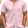 Men's Basic Solid Color Floral Patch Casual Hawaiian Shirt HWBN2765187 - Beltina