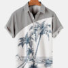 Mens Coconut Print Lapel Loose Trendy Hawaiian Shirt HWBN2765169 - Beltina