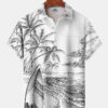 Men's Hawaiian Handpainted Coconut Tree Beach Landscape Hawaiian Shirt HWBN2765333 - Beltina