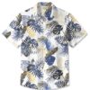 Men's Hawaiian Resort Tropical Floral Gold Beach Aloha Hawaiian Shirt HWBN2765384 - Beltina