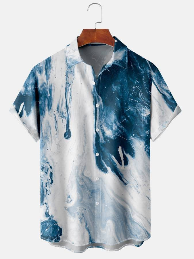 mens-oil-painting-line-series-printing-casual-breathable-hawaiian-shirt