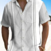 Men's Retro 3D Geometric Print Textured Bowling Hawaiian Shirt HWBN2765377 - Beltina