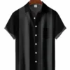 Men's Solid Bowling Casual Hawaiian Shirt HWBN2765375 - Beltina