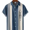 Men's Vintage 50's Geometry Bowling Hawaiian Shirt HWBN2765289 - Beltina