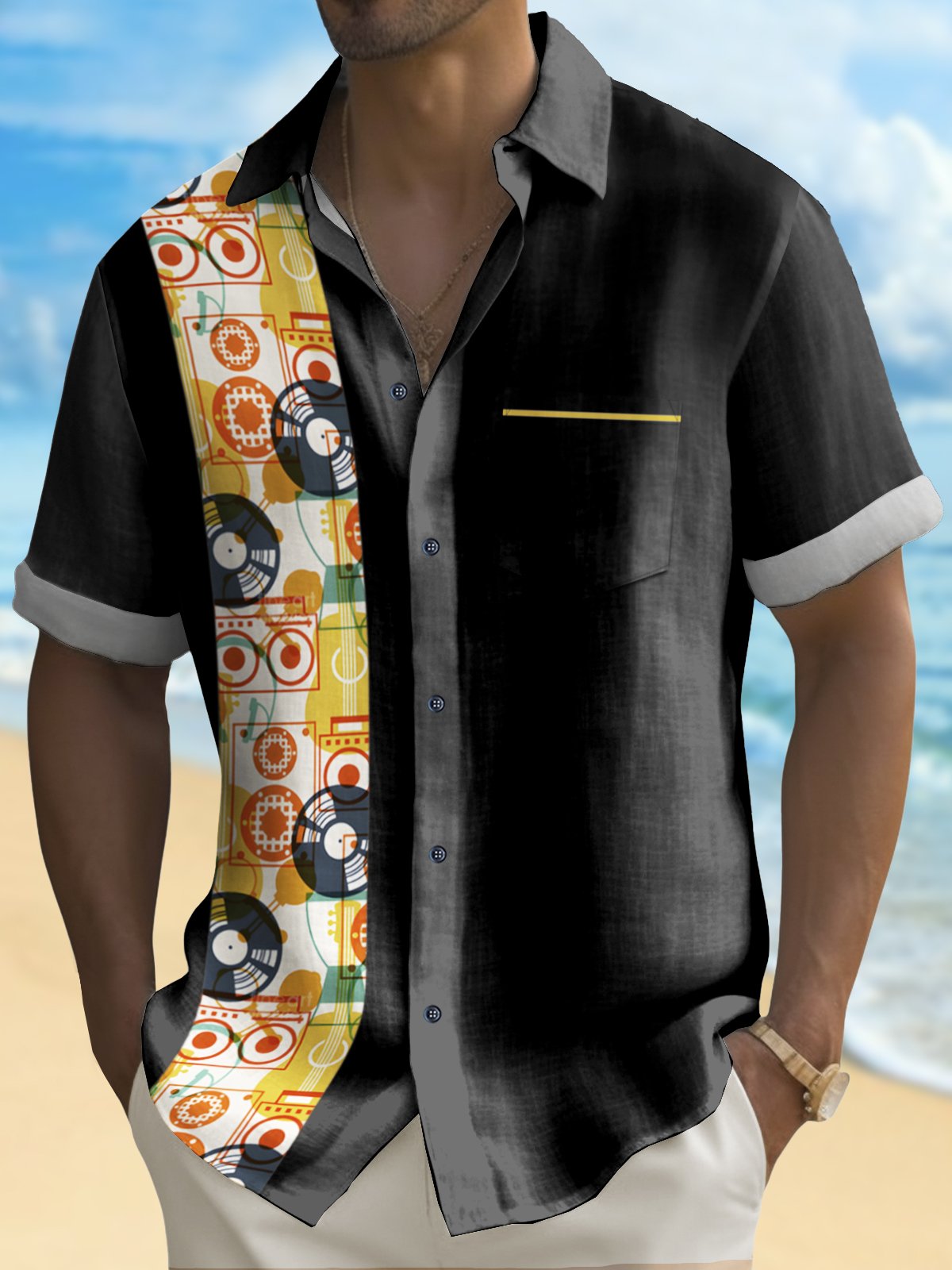 mens-vintage-bowling-music-tape-print-casual-hawaiian-shirt-1