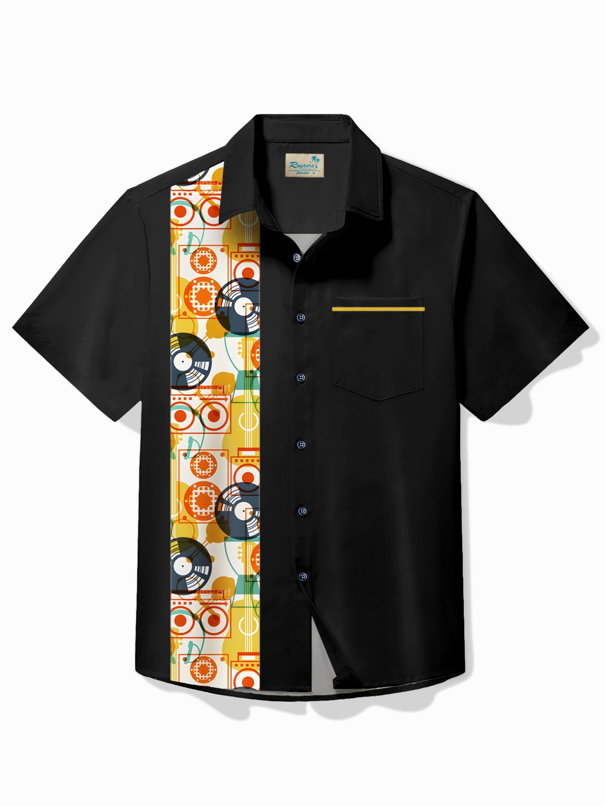 mens-vintage-bowling-music-tape-print-casual-hawaiian-shirt