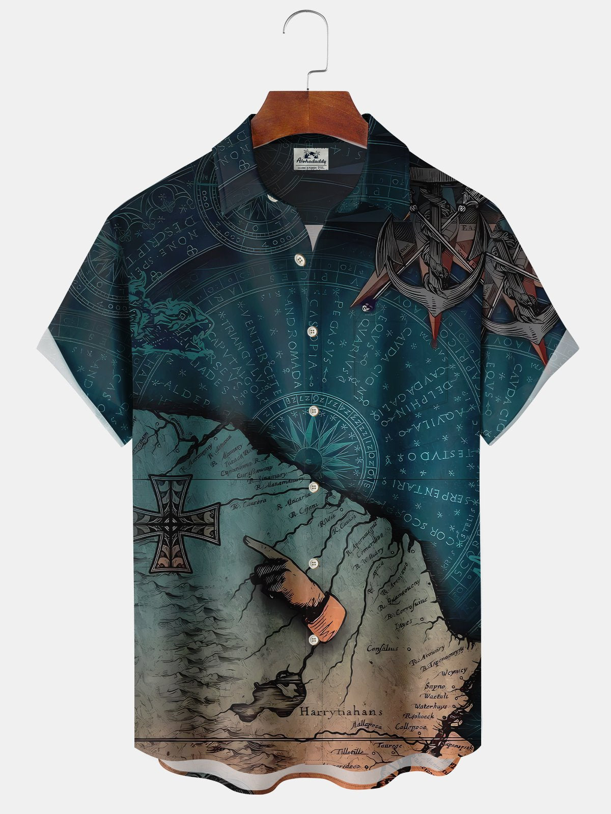 mens-vintage-medieval-nautical-anchor-map-hawaiian-vacation-hawaiian-shirt